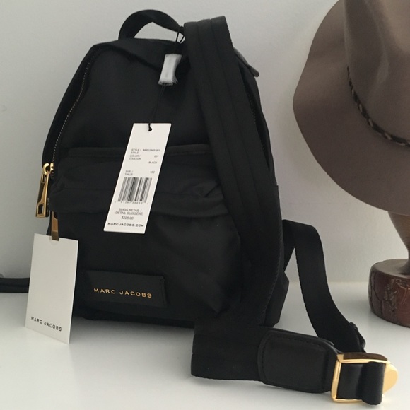 Marc Jacobs Mini Varsity Nylon Backpack Black Gold - Picture 4 of 8
